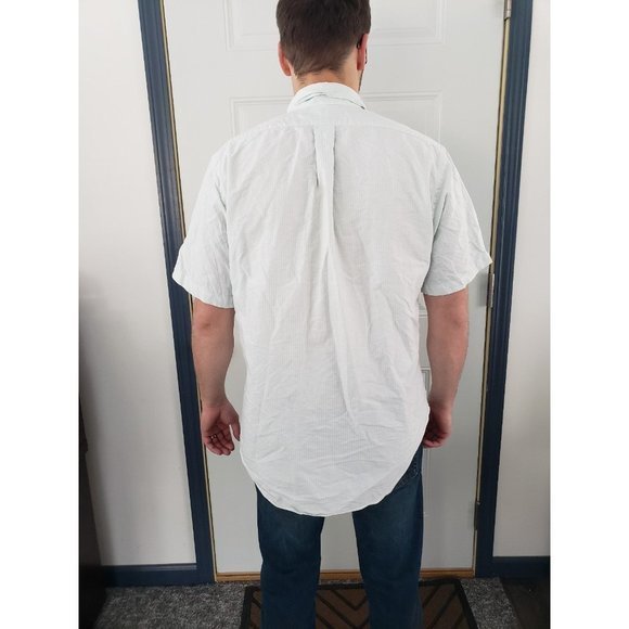 Vintage 80s/90s Ralph Lauren 100% Cotton Blue‎ and White Striped Button Down - Picture 3 of 6